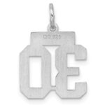 Sterling Silver/Rhodium-plated Satin Number 30 Charm - Image 4