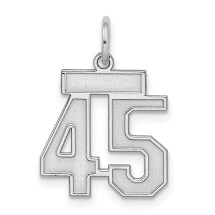 Sterling Silver/Rhodium-plated Satin Number 45 Charm