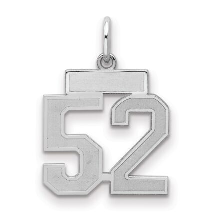Sterling Silver/Rhodium-plated Satin Number 52 Charm