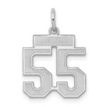 Sterling Silver/Rhodium-plated Satin Number 55 Charm