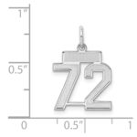 Sterling Silver/Rhodium-plated Satin Number 72 Charm - Image 3