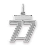 Sterling Silver/Rhodium-plated Satin Number 77 Charm