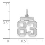 Sterling Silver/Rhodium-plated Satin Number 83 Charm - Image 3