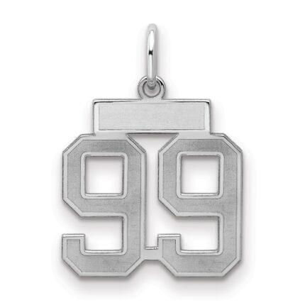 Sterling Silver/Rhodium-plated Satin Number 99 Charm