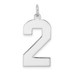 Sterling Silver/Rhodium-plated Polished Number 2 Charm
