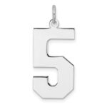 Sterling Silver/Rhodium-plated Polished Number 5 Charm
