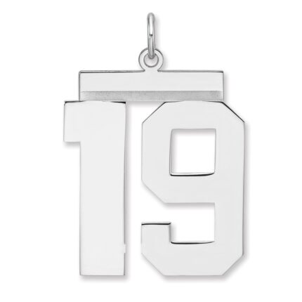 Sterling Silver/Rhodium-plated Polished Number 19 Charm