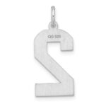 Sterling Silver/Rhodium-plated Satin Number 2 Charm - Image 3