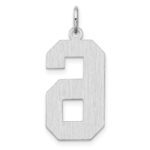 Sterling Silver/Rhodium-plated Satin Number 6 Charm - Image 3