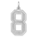 Sterling Silver/Rhodium-plated Satin Number 8 Charm