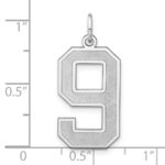 Sterling Silver/Rhodium-plated Satin Number 9 Charm - Image 4