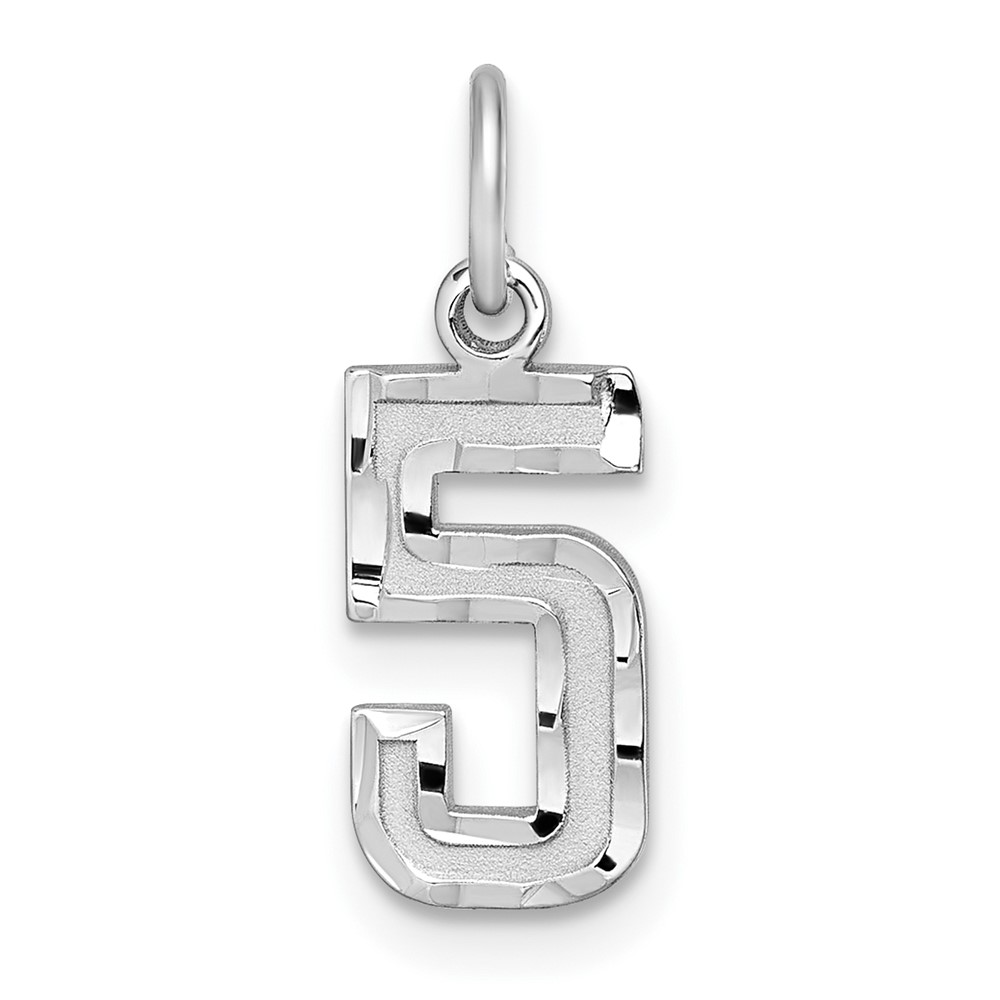 QSN05.jpg Sterling Silver Rhodium-plated Diamond-cut #5 Charm - Image 1