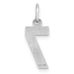 Sterling Silver Rhodium-plated Diamond-cut #7 Charm - Image 3