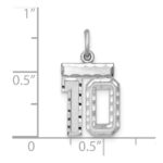 Sterling Silver Rhodium-plated Diamond-cut #10 Charm - Image 3