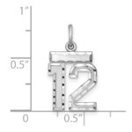 Sterling Silver Rhodium-plated Diamond-cut #12 Charm - Image 3