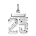Sterling Silver Rhodium-plated Diamond-cut #25 Charm