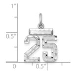 Sterling Silver Rhodium-plated Diamond-cut #25 Charm - Image 3
