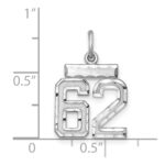 Sterling Silver Rhodium-plated Diamond-cut #62 Charm - Image 2