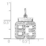 Sterling Silver Rhodium-plated Diamond-cut #83 Charm - Image 2