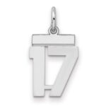 Sterling Silver/Rhodium-plated Polished Number 17 Charm