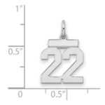 Sterling Silver/Rhodium-plated Polished Number 22 Charm - Image 2