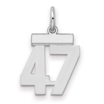 Sterling Silver/Rhodium-plated Polished Number 47 Charm