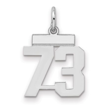 Sterling Silver/Rhodium-plated Polished Number 73 Charm