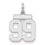Sterling Silver/Rhodium-plated Polished Number 99 Charm