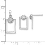 Sterling Silver RH-plated Micro Pave CZ Rectangle Earrings and Pendant Set - Image 7