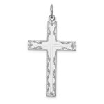 Sterling Silver Rhodium-plated Laser Designed Cross Pendant