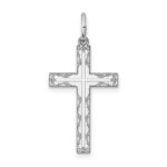 Sterling Silver Rhodium-plated Laser Designed Cross Pendant