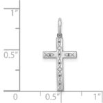 Sterling Silver Rhodium-plated Laser Designed Cross Pendant - Image 4