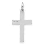 Sterling Silver Rhodium-plated Laser Designed Cross Pendant - Image 3