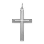 Sterling Silver Rhodium-plated Laser Designed Cross Pendant