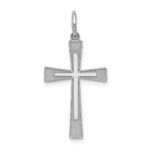 Sterling Silver Rhodium-plated Laser Designed Cross Pendant