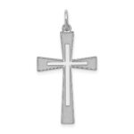 Sterling Silver Rhodium-plated Laser Designed Cross Pendant