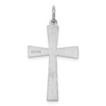 Sterling Silver Rhodium-plated Laser Designed Cross Pendant - Image 4