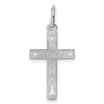 Sterling Silver Rhodium-plated Laser Designed Cross Charm - Image 4