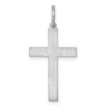 Sterling Silver Rhodium-plated Laser Designed Cross Pendant - Image 4
