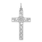 Sterling Silver Rhodium-plated Laser Designed Cross Pendant