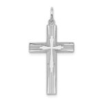 Sterling Silver Rhodium-plated Laser Designed Cross Pendant