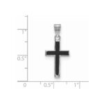 Sterling Silver Rhodium-plated Black Enameled Cross Charm - Image 4