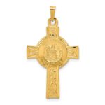 14k Polished Cross with St. Christopher Medal Pendant