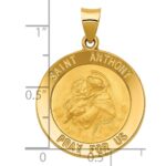 14k Polished and Satin Hollow Large Saint Anthony Medal Pendant - Image 3