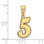 14k Brushed Border Script Number 5 Pendant - Image 2
