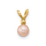 14k Madi K 4-5mm Pink Near-Round Freshwater Cultured Pearl and CZ Pendant - Image 4