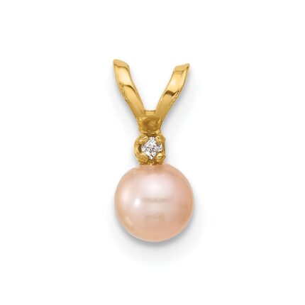14k Madi K 4-5mm Pink Near-Round Freshwater Cultured Pearl and CZ Pendant