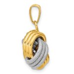 14k Two-Tone Polished Textured Love Knot Pendant - Image 2