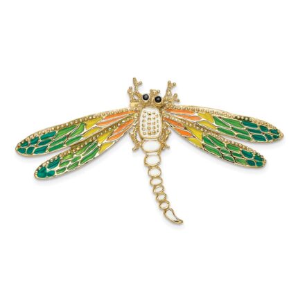 14K Multi-Color Enameled Dragonfly Omega Slide