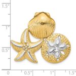 14k and White Rhodium Scallop, Starfish and Sand Dollar Omega Slide - Image 3